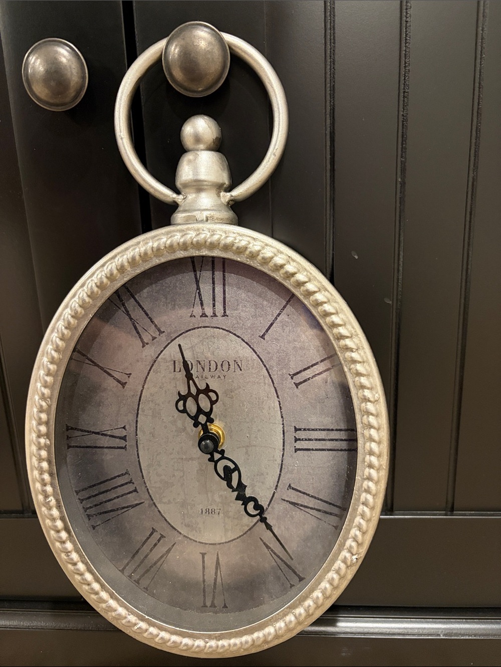 Silver Pocket-Style Wall Clock